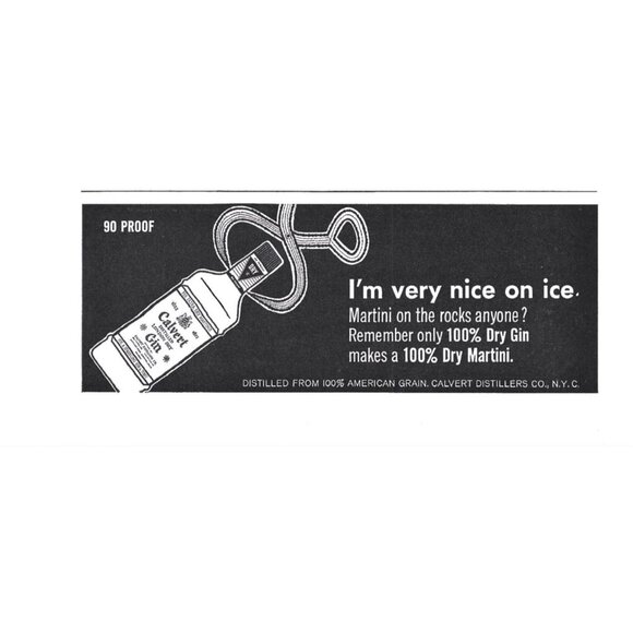 Vintage Calvert Gin Ad 90 Proof Dry Gin Martini Print ADVERT 1969 AD 1950s 9 in - Picture 1 of 2